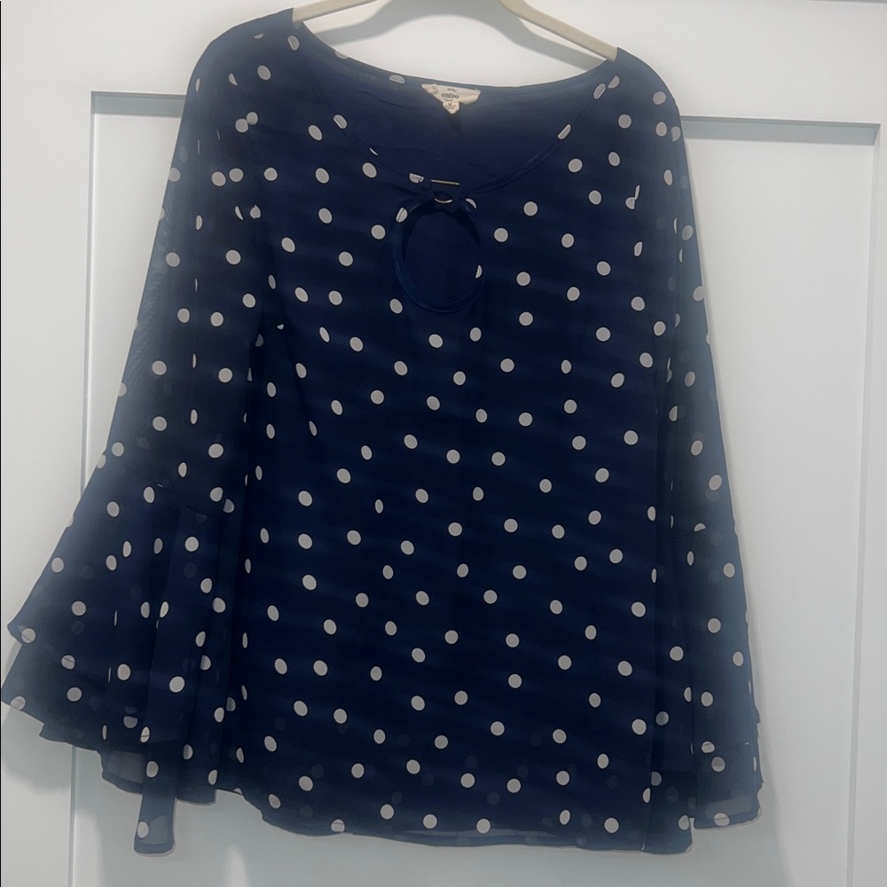Navy Polka Dot Women's Top